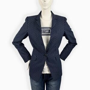 J.Crew Regent Blazer Women’s Size 4‎ Navy White Polka Dot Linen Jacket